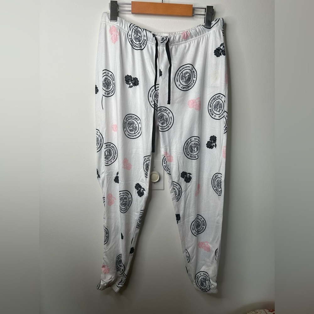 Schitt’s Creek Rose Apothecary Lounge Pants Size Small – White with Black & Pink - Picture 4 of 9